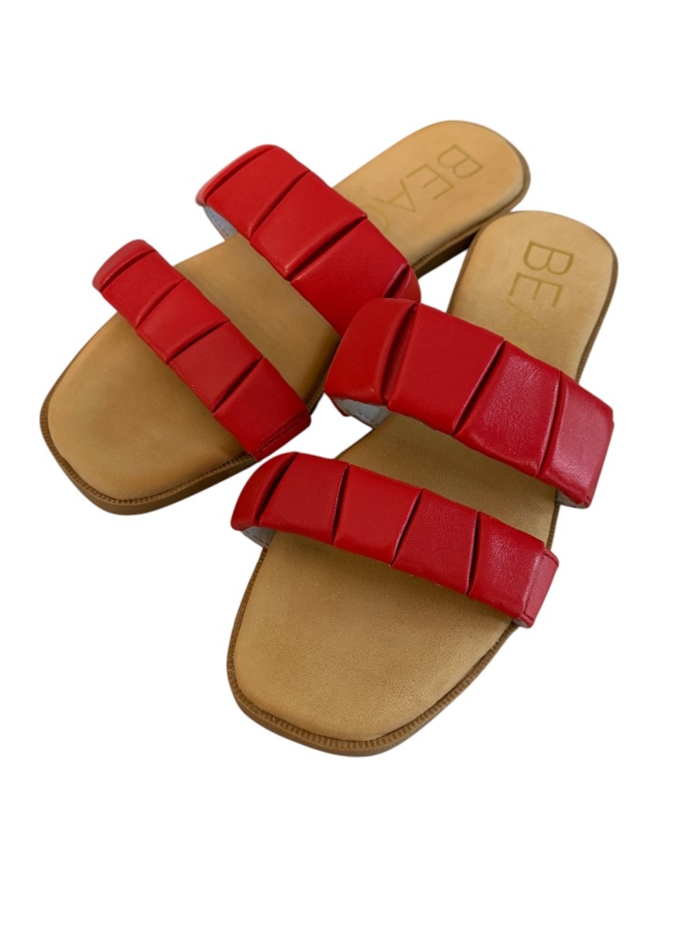 Beach by Matisse Women’s Zuri Red Double Strap Leather Slide Sandals Sz 8M NWOT